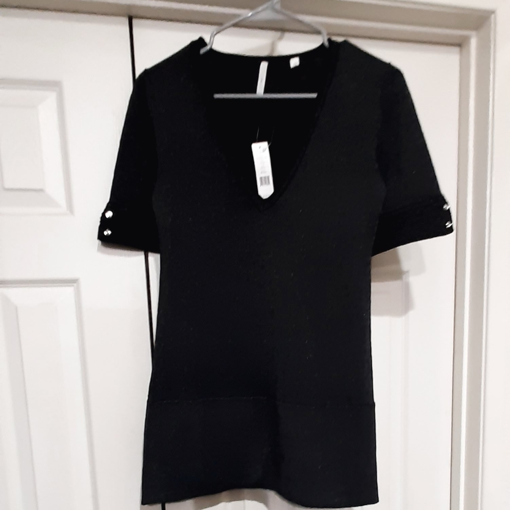 NEW IISLI STARDUST V NECK BLACK SHIMMER TOP